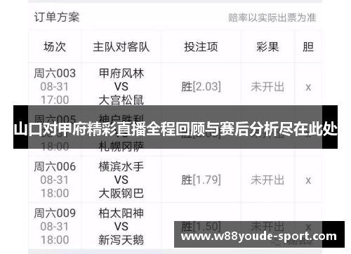 山口对甲府精彩直播全程回顾与赛后分析尽在此处